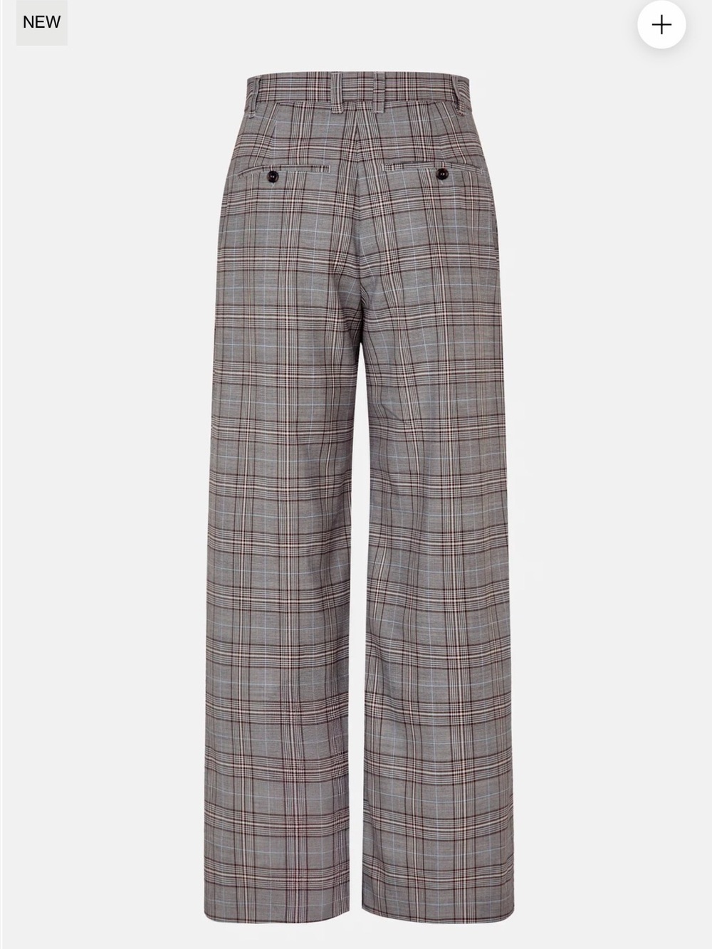 Baum und pferdgarten High-Rise Wide-Leg Plaid smart casual Trousers in Gray NWT - Picture 5 of 5